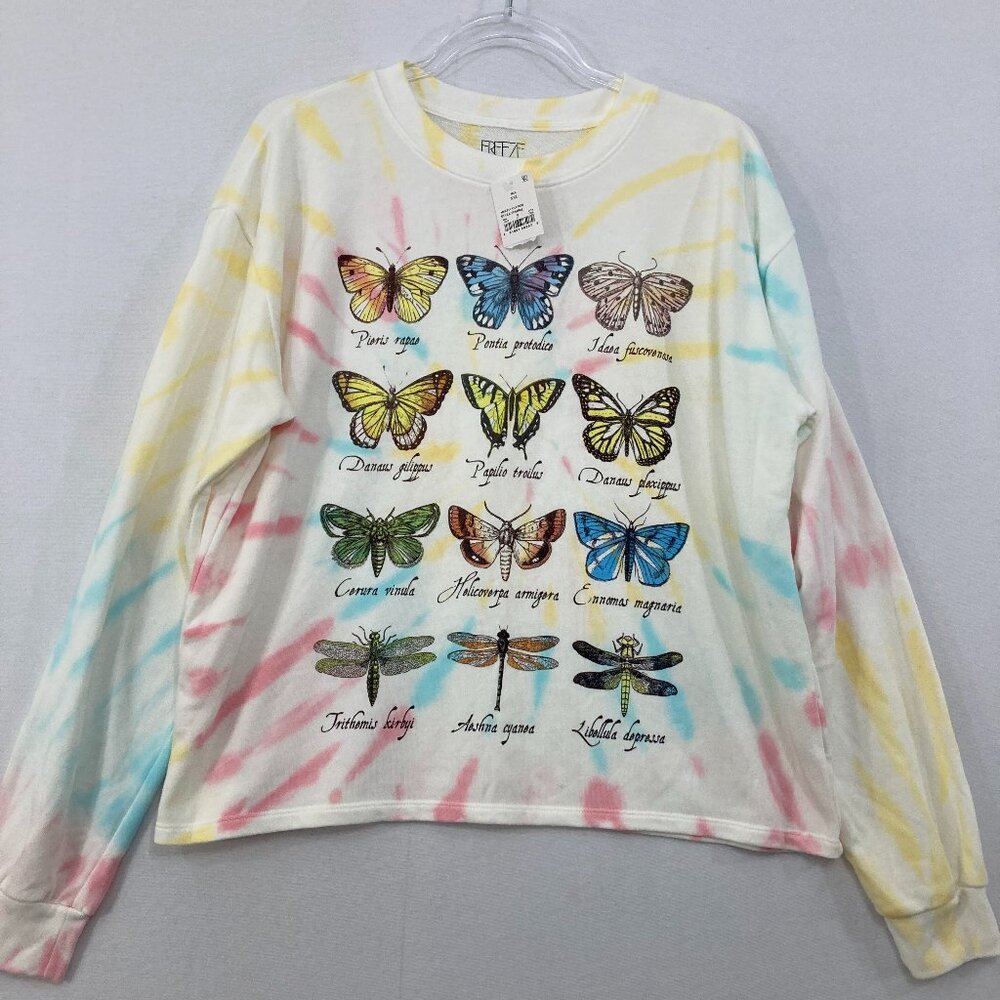 New Freeze size XXL Girls Tie Dye Colorful Butterfly Relax Pullover Sweatshirt